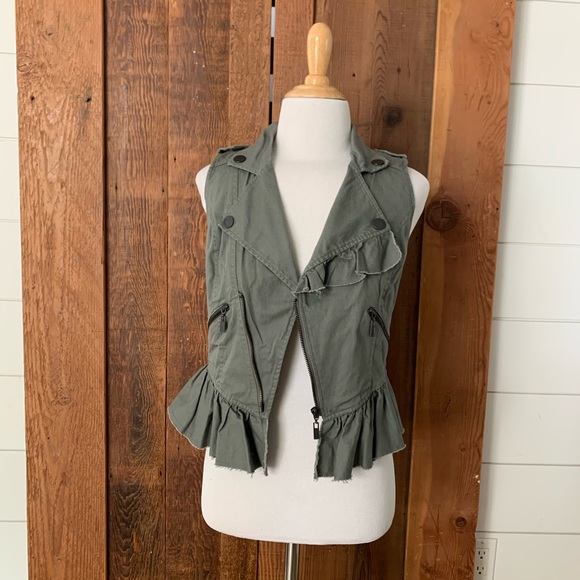 William Rast for Target Gray Ruffle Denim Vest S - Picture 2 of 4